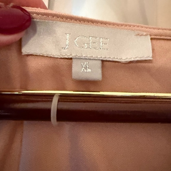 J Gee Dress Women’s  XL Boho  Cottage Core Smocked Waist Short Sleeve Midi Pink - Picture 3 of 6